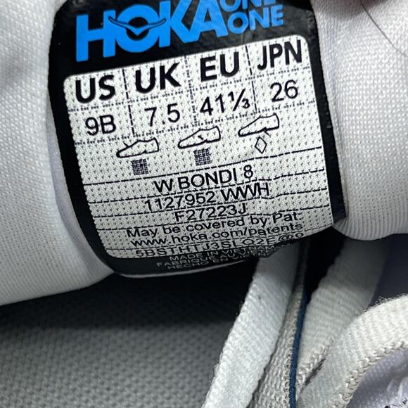 Hoka One One Bondi 8 Running Shoes Women Size 9 White Mesh Comfort Low Sneakers - Picture 8 of 10